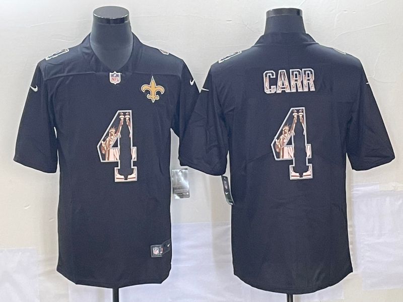 Men's New Orleans Saints Derek Carr #4 Black Team Jersey